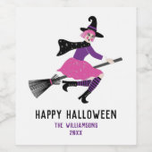 Halloween Heks Wijnfeest Wijn Etiket (Enkel label)