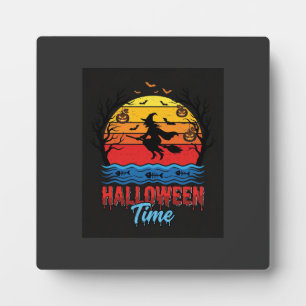 Halloween Heks Zonsondergang Vector Fotoplaat