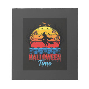 Halloween Heks Zonsondergang Vector Notitieblok