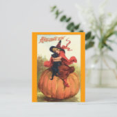 Halloween, Heks, Zwart, Kat, briefkaart (Staand voorkant)