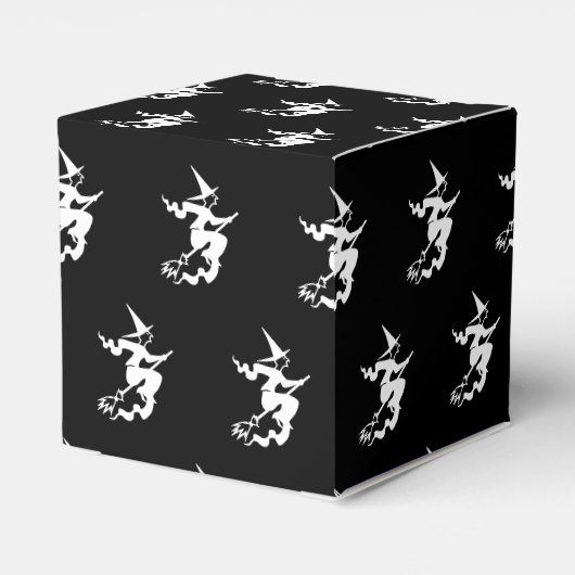 Halloween heks zwart-wit patroon bedankdoosjes (Achterkant)