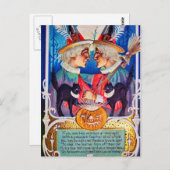  Halloween-heks zwarte katten briefkaart (Voorkant / Achterkant)
