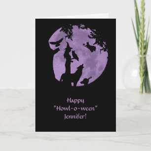 Halloween Heksen Aangepaste Naam Voorzijde Kaart