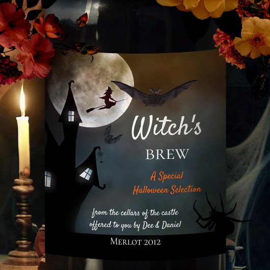 Halloween Heksen Brew Wijn Label Etiket