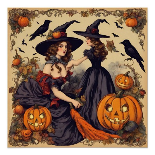 Halloween Heksen en Jack-O'-Lantern Perfect Poster (Voorkant)