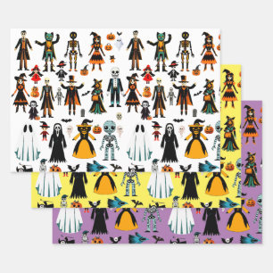 Halloween Heksen en Monsters kunst clipart Inpakpapier Vel