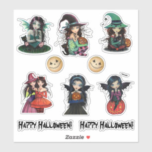Halloween Heksen en Vampieren Schattigee Kunst Sticker