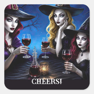 Halloween Heksen en Wijn Mooie Sticker