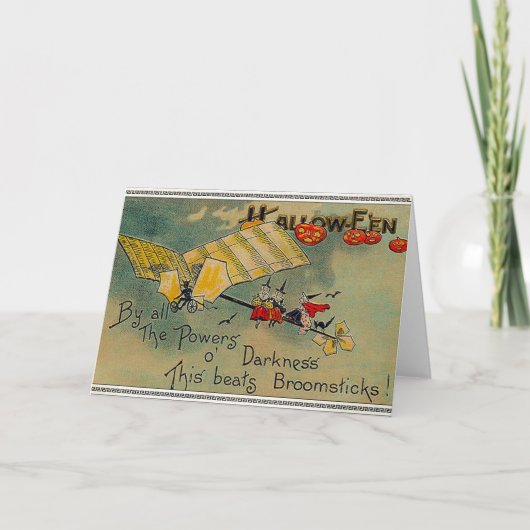 Halloween heksen in het vliegtuig kaart (Voorkant)