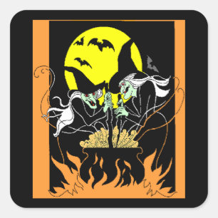 Halloween heksen ketel vierkante sticker