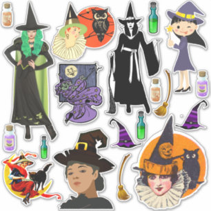 Halloween heksen moderne en kunst sticker