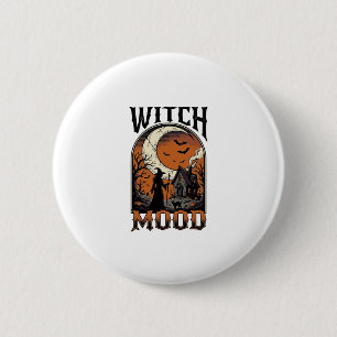 Halloween Heksen Shirt Vintage Geest Maandesign_ Ronde Button 5,7 Cm