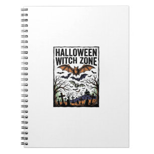 Halloween Heksen Zone Vintage Kerkhof Vleermuizen  Notitieboek