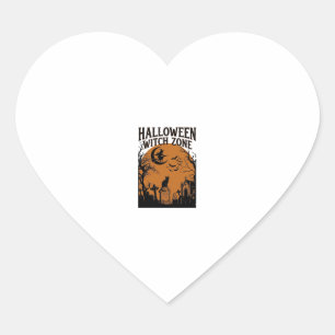 Halloween Heksen Zone Zwarte Kat Kerkhof Vleermuiz Hart Sticker