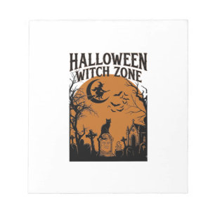 Halloween Heksen Zone Zwarte Kat Kerkhof Vleermuiz Notitieblok