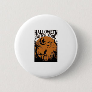 Halloween Heksen Zone Zwarte Kat Kerkhof Vleermuiz Ronde Button 5,7 Cm
