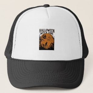 Halloween Heksen Zone Zwarte Kat Kerkhof Vleermuiz Trucker Pet