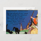 Halloween heksen zwarte katten briefkaart (Voorkant / Achterkant)