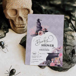 Halloween Heksenbaby Shower Uitnodiging