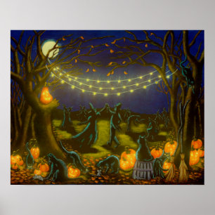 Halloween heksendanser in het moonlight poster
