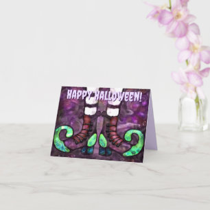 Halloween heksenlaarzen gepersonaliseerd Wenskaart Kaart