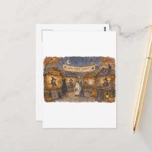 Halloween Heksenmarkt Scène Illustratie Briefkaart