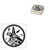 Halloween Heksenpompoen en Uil Rubberstempel (Gestempeld)