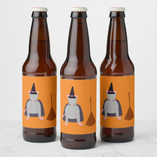 Halloween Heksenrat en Bezem Bier Etiket
