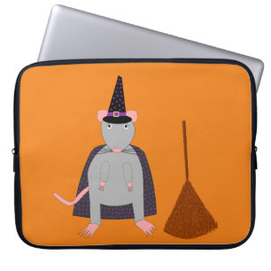 Halloween Heksenrat en bezem Laptop Sleeve