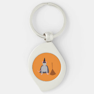 Halloween Heksenrat en bezem Sleutelhanger