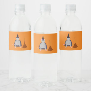 Halloween Heksenrat en bezem Waterfles Etiket