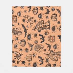 Halloween Heksensilhouet: Cartoon Patroon. Fleece Deken