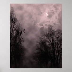 Halloween Hemel met Raven Rode Mist Poster