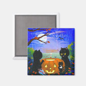 Halloween Herfst Black Cat Creationarts Magneet (Voorkant / Achterkant)