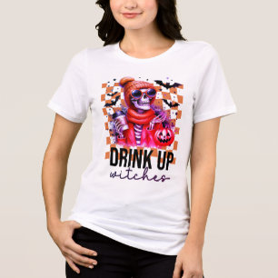 Halloween Herfst Festival Skelet Koffie Tri-Blend Shirt
