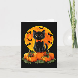 Halloween Herfst Griezelig Seizoen Boog Zwarte Kat Kaart
