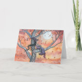 Halloween herfst heks cat Kaart (Voorkant)