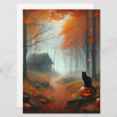 Halloween/Herfst/Herfst/pompoen/kat Feestdagenkaart (Voorkant / Achterkant)