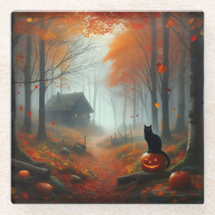 Halloween/Herfst/Herfst/pompoen/poes Glazen Onderzetter