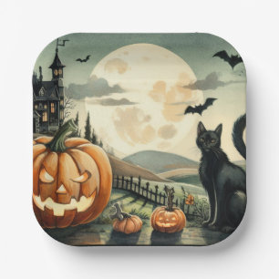 Halloween/Herfst/Herfst/pompoen/poes Papieren Bordje