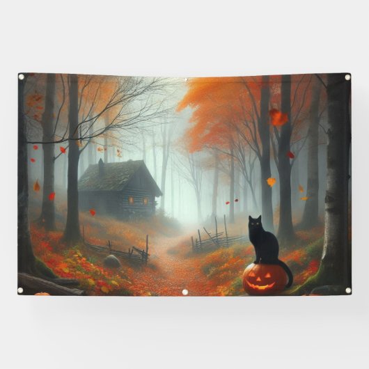 Halloween/Herfst/Herfst/pompoen/poes Spandoek (Horizontaal)