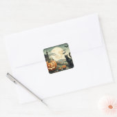 Halloween/Herfst/Herfst/pompoen/poes Vierkante Sticker (Envelop)