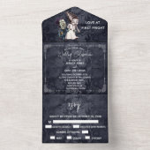 Halloween Herfst Oktober Frankenstein Bride Couple All In One Uitnodiging (Binnen)