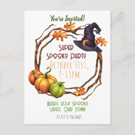 Halloween Herfst Party Invitation Pumpkin Witch Briefkaart