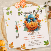 Halloween Herfst Pompoen Verjaardagsfeest Uitnodig