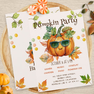Halloween Herfst Pompoen Verjaardagsfeest Uitnodig Kaart
