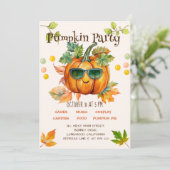 Halloween Herfst Pompoen Verjaardagsfeest Uitnodig Kaart (Staand voorkant)