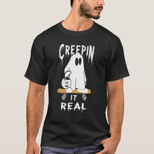 Halloween Herfst Spooky Ghost Creep Het Echt Voor T-shirt (Voorkant)