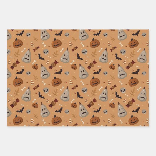 Halloween Herfst Spooky Patterns Inpakpapier Vel (Voorkant)