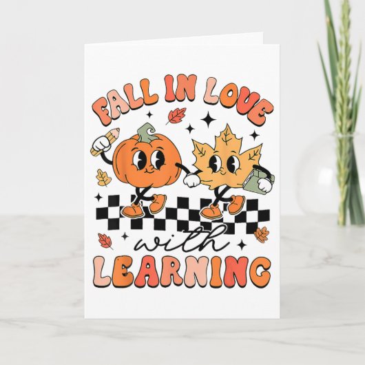 Halloween Herfst verliefd op het leren van Thanksg Kaart (Voorkant)
